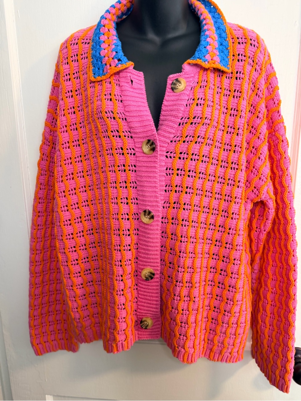 BDG Pink and Coral Knit Wide-Leg Pants with Matching Jacket - Picture 11 of 13